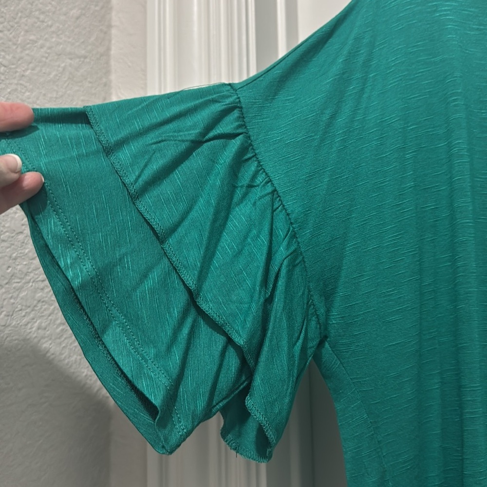 Women’s Westport teal green ruffle sleeve top - XL - NWT - Picture 2 of 4